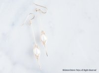 【Tsubomi】14KGF Earrings-B-"White Pearl"