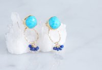 2way Stud Earrings,Gemstone Blue Turquoise,Lapis Lazuli 