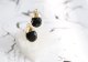 【14KGF】Earrings,Gemstone,Pear-Shaped Black Onyx