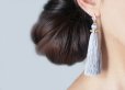 画像7: Silk Tassel CZ Swarovski Simple Stud Earrings