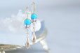 画像1: Gemstone Blue Turquoise&Genuine Silver Pearl Earrings (1)