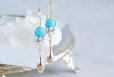 画像4: Gemstone Blue Turquoise&Genuine Silver Pearl Earrings