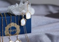 【Art Nouveau】 CZ White Shell 14KGF Earrings