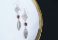 画像1: 【14KGF】Grey Moon Stone,Garnet,Marquise Grey Glass Dangling Earrings (1)