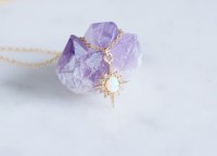 【14KGF】Opal Crystal Star CZ Necklace