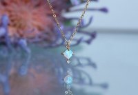 【14KGF】Tiny CZ White Opal Elegant Necklace