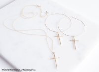 【14KGF】Necklace,Mat Gold Skinny Cross