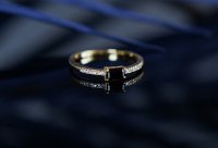 【Sterling Silver925】Black Rectangle CZ Stacking Ring
