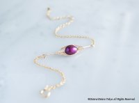 【Tsubomi】14KGF Bracelet-Purple Pearl-