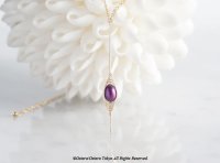 【Tsubomi】14KGF Necklace-Purple Pearl-