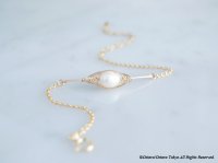 【Tsubomi】14KGF Bracelet-White Pearl-