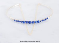 【14KGF】Hammered Open Chain Wire Bangle-Lapis Lazuli-