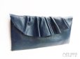画像2: Leather Pleated Clutch Bag(S-size) in Navy by Vicki From Europe  (2)